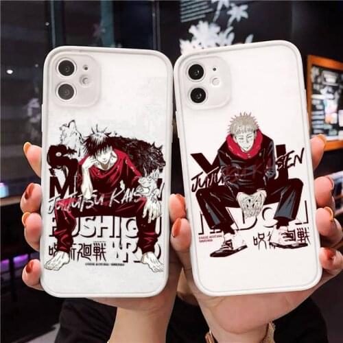 Jujutsu Kaisen Phone Case For iPhone 12 11 Mini Pro XR XS Max 7 8 Plus X Matte transparent White Cover