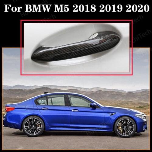 100% Real Dry Carbon Fiber Car Door Handle Cover For BMW M5 2018 2019 2020 Car Handle Cover