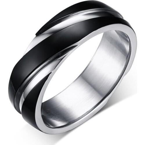 Pure handmade black stainless steel men ring