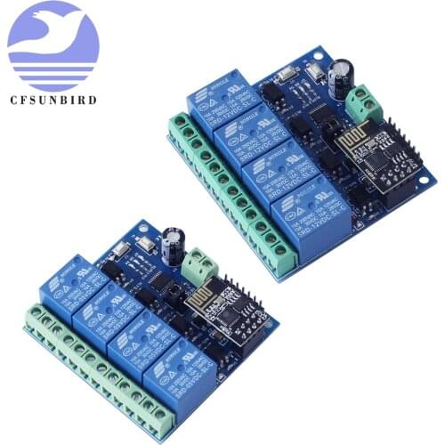 DC 5V12V ESP8266 Four Channel Relay Module & ESP-01 WIFI Module for Smart Home Intelligent Furniture 4 Channel WIFI Relay Module