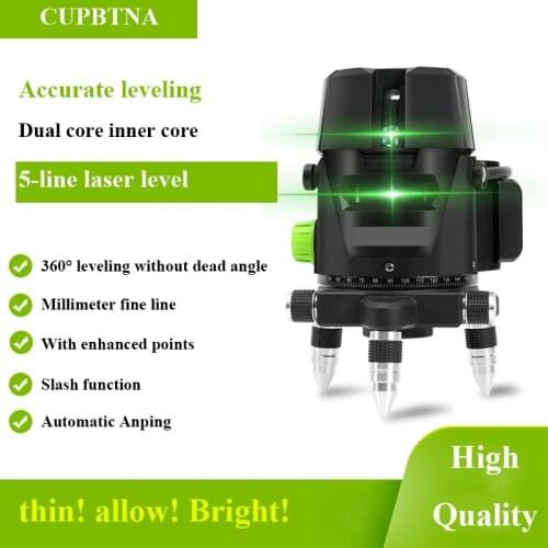 CUPBTNA Infrared Laser Level 5 Lines 3d Self-leveling 360 Horizontal And Vertical Cross Super Strong Green Blue Laser Beam Line