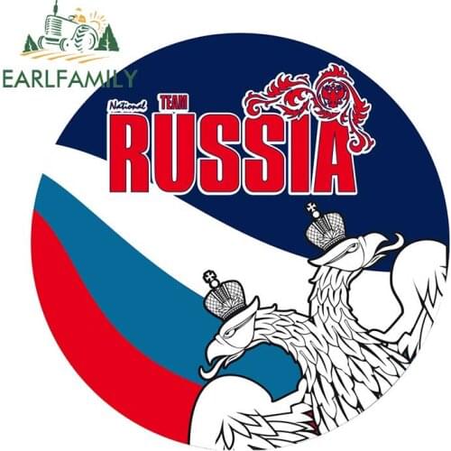 EARLFAMILY 13cm x 13cm Russia Round Car Sticker Funny Double-headed Eagle Decals Window Fuel Tank Cap Stickers