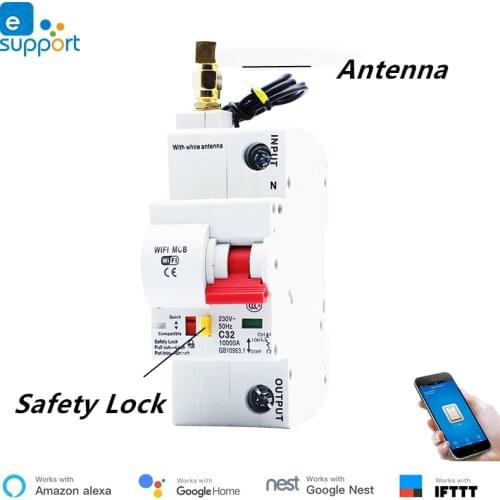 EWeLink WiFi 1P Smart Circuit Breaker for smart home , overload short circuit protection , work with Amazon Alexa Google home