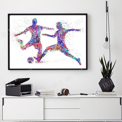 Soccer Match Art Print Soccer Player Running with the ball Poster Sports art Football Soccer Dribbling Sports Art Gift
