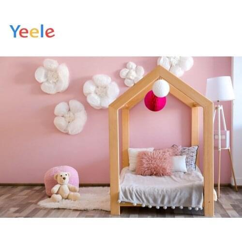 Room Interior Pink Flower Toy Doll Bed Princess Baby Birthday Party Backdrop Photography Background For Photo Shoot Photozone