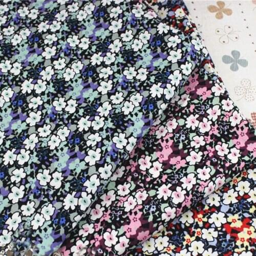 Graceful 50x145cm Blue Pink Red All Over Flowers Printed Cotton Poplin Fabric Quilting Baby Bedding Tilda Cloth Patchwork fabric