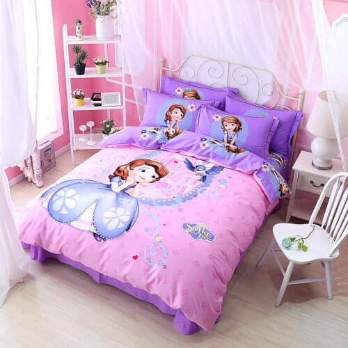 Purple Pink Sofia Princess Disney Comforter Bedding Set Twin Queen King Size Bed Duvet Covers 100% Cotton Girls Home 3-5 pieces