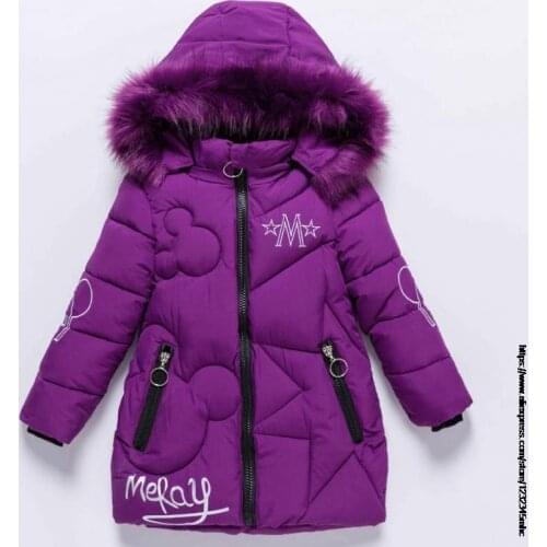 Girl Mickey Mouse Jacket Plus Fur Warm Toddler Childrens Winter girl' cotton padded clothes babys thickened cotton padded coat