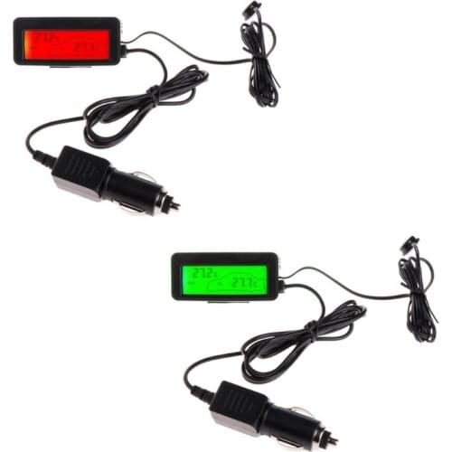 Mini Digital Car LCD Display Indoor Outdoor Thermometer 12V Vehicles 1.5m Cable Sensor