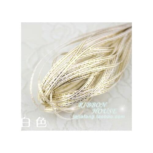 Wholesale(10 meters/lot) 1/8'' (3mm) White Metallic Glitter Satin Ribbon Colorful Christmas Birthday gift package ribbons DIY