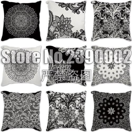 Cushion lace pattern Black White Geometry Cushion Case Modern Nordic Decorative Pillows Case Livingroom Sofa Couch Throw Pillows