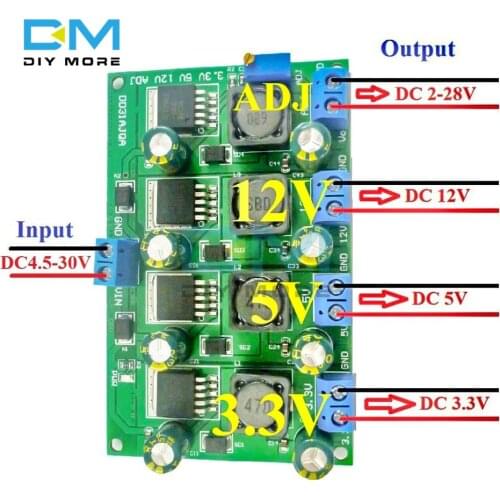 3A 4CH 4.5-30V to 3.3V 5V 12V DC DC Step-Down Buck Converter Module LM2596 AMS1117 7805 7812 MP2307 MP1584