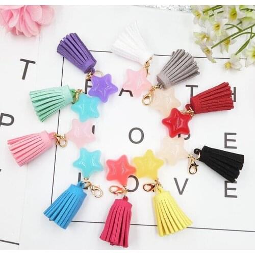 Spot new fashion candy color pendant diy five-pointed star tassels pendant material mobile phone case jewelry accessories