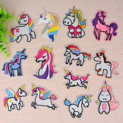 Rainbow Unicorn Iron On Patches Magic Unicorn Accessories Embroidered Patches For Clothes Applique Kids Dress T-shirts DIY Decor