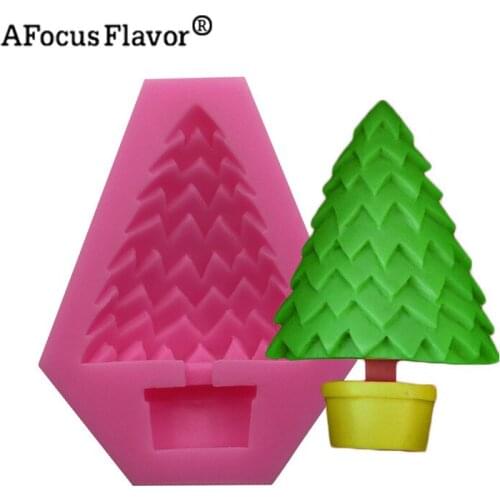 Christmas tree potted cute shape 3d handmade chocolate biscuits Kitchen supplies Fondant Christmas Decorative Silicone Molds