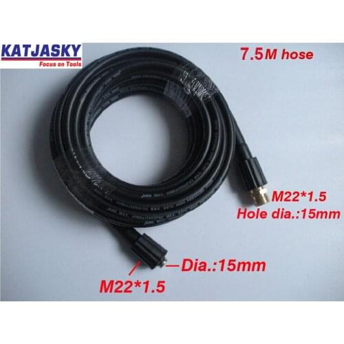 Car washer hose 7.5M 400Bar 5800PSI,two ends are M22*1.5*15mm with free connector ,high pressure washer hose
