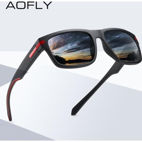 AOFLY Polarized Sunglasses Men Fashion TR90 Flexible Frame Square Sun Glasses For Male Driving Goggle zonnebril heren UV400