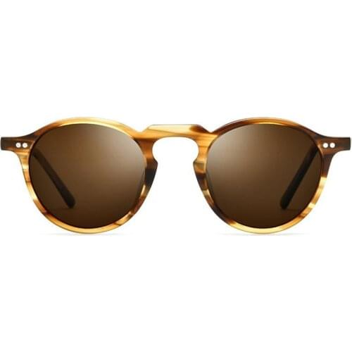 Retro Round Men Sunglasses 2020 Polarized Lens Imported Acetate Vintage Women Sun glasses Brand Designer Color Block