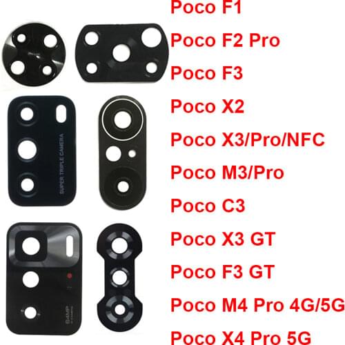Back Camera Glass Lens For Xiaomi Pocophone Poco F1 F2 Pro X2 X3 NFC Main Rear Camera Lens With Sticker Cell Phone Spare Parts