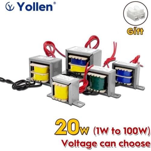 EI 20W Wire Connection Type Power Transformer 20VA Customized Voltage 220V/380V/110V to 6V/9V/12V/15V/18V/24V/110V Dual Output
