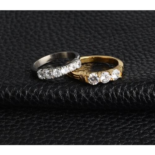 Stainless Steel Trendy Zircon Silver color Amethyst Aquamarine Ring For Women Cocktaill Engagement Gift