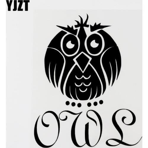 YJZT 11.2CM×14CM Fun Animal Owl Graphical Vinyl Car Window Sticker Decal Black/Silver 8C-0615
