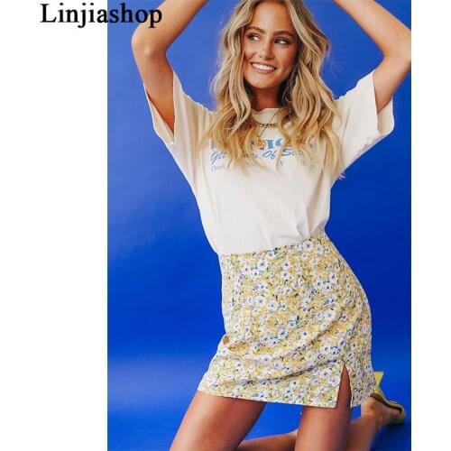 Spring summer mini skirt women floral print faldas mujer harajuku zipper beach skirts femme vestidos