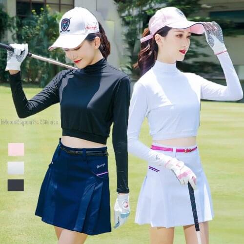 Women Golf Cooling Shirts Summer Sun Protection Long Sleeve Wear Ladies Ice Silk Cropped Tops Girls Slim Fit T-Shirts S-XXL
