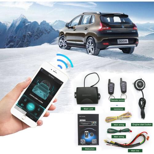 APP Keyless Entry PKE Remote Start Stop 12V Car Alarm System Auto Central Locking Theft Trunk Button 2 Remote control Universal