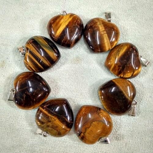2018 Fashion love heart shape good quality natural tiger eye stone for jewelry making pendants 30mm 8pcs/lot wholesale free