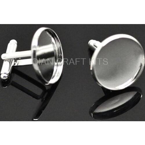 50 Cuff Link blanks, silver plated bezel tray blanks, fits 18mm round cabochons ,or you choose custom size high quality