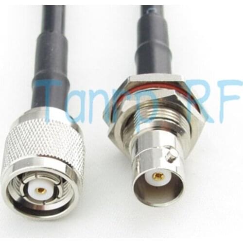 Free Shipping! 3feet RG58 extension cable100CM BNC female nut bulkhead to RP TNC male RF connector Pigtail coaxialjumper cable