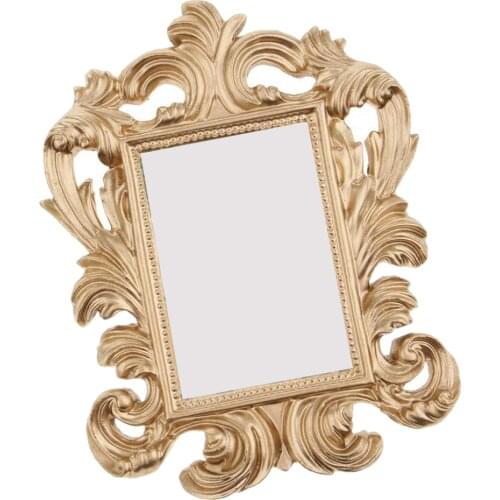 Glitters Golden Baroque Photo Frame Resin Stand Photo Picture Frame DIY Place Name Card Holder for Desk or Wall
