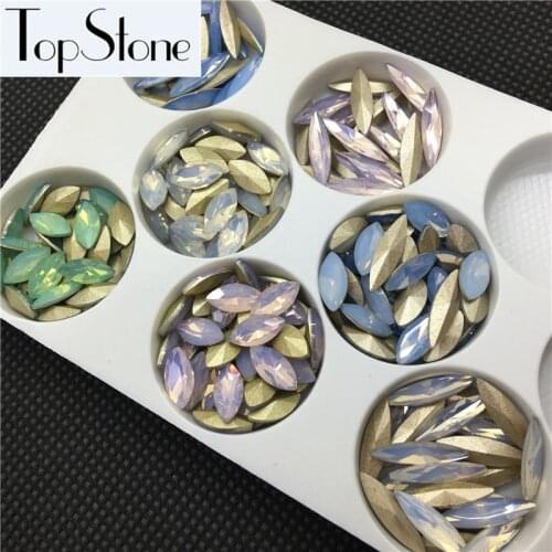 More Opals Color 5x10mm 4x15mm K9 Crystal Opal Navette fancy stone pointed back Glass Jewelry Beads No holes