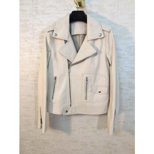 End Quality 2021 10.10 New Sheepskin Jacket Coat High Street Fashion Soft Zipper Genuine Leather Outerwear Women