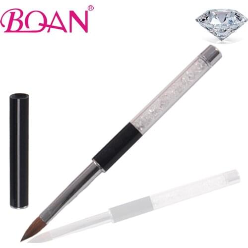 BQAN 1Pc 10# Pure Kolinsky Sable Hair Crystal Retail Rhinestone Handle Nail Art Design Brush Acrylic Nail Brush