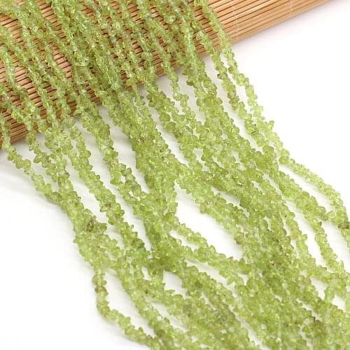 Natural Olivines Gravel Beads Irregural Agates Stone Loose Beads for Making Women Jewelry Necklace Size 3x5-4x6mm Length 40cm