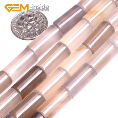 8x16mm Pink/Gray Column Tube Natural Rhodonite/Agates/Rose Quartzs Stone Beads for Jewelry Making Strand 15"