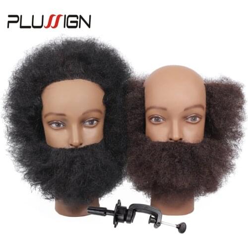 Cosmetology Mannequin Head Short Human Hair Male Model With Free Clamp Holder Hairdresser Training Head For School Afro Hair