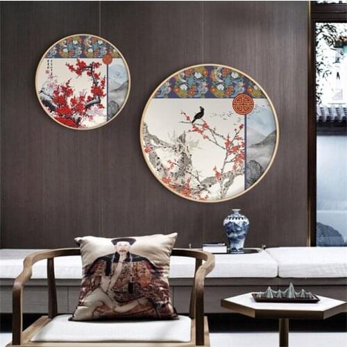 Traditional Chinese Style Red Flower Birds Wall Art Pictures Posters Prints For Living Room Home Office Canvas Paintings Decor