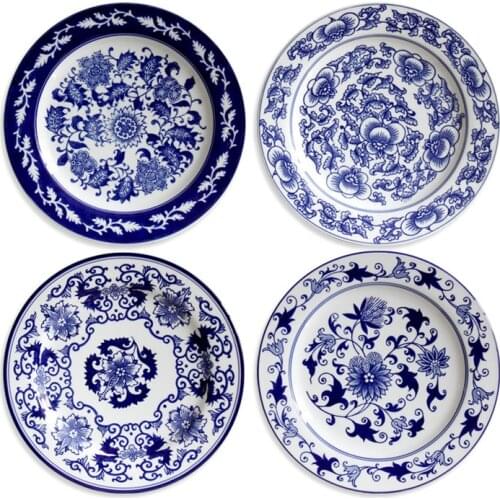 Jingdezhen Ceramics European-style Foreign Trade Mediterranean Blue And White Porcelain Wall Decoration Plate Wall Living Room