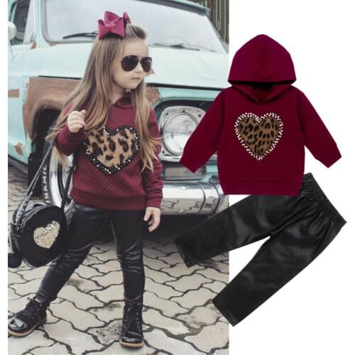 Toddler Baby Girl Winter Autumn Clothes Set Love Heart Pearl Long Sleeve T shirt Pants Outfits Children Girls Costumes