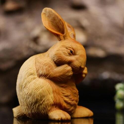 Folk Style Rabbit Easter Decoration Garden Ornament DIY Accessories Miniature Hare Animal Figurine Wood Craft Mini Bunny
