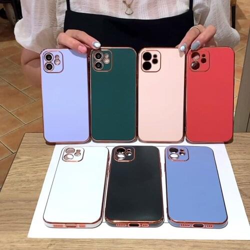 Plating Matte Soft Case For iPhone 12 11 Pro Max XS XR X R 8 7 Plus 12Pro 11Pro iPhone12 iPhone11 Silicone Full Cover Pink White