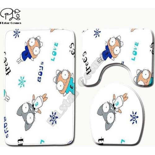 Cartoon Christmas strawberry pattern 3D printed Bathroom Pedestal Rug Lid Toilet Cover Bath Mat Set drop shipping style-3