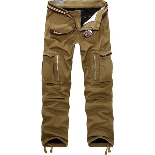 Winter Men Casual Multi Pockets Military Baggy Tactical thicken Fleece Pants Mens Cargo Trousers Loose thermal Warm pants 29-40