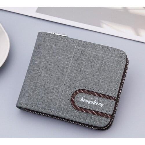 Men Canvas Casual Short Wallet Vintage Zipper Square Wallet Coin Bag Purse Multifunctional Card Holder Business Male Wallets Bag