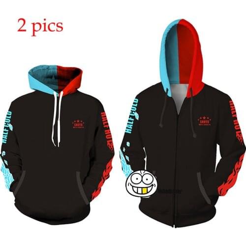 My Hero Academia Todoroki Shoto Print Cosplay Costume Mens Sweatshirt Hooded Uniform Streetwear Hoodies Zipper Hoddies Jacket