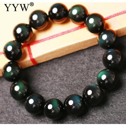 Natural Black Obsidian Stone Bracelet 6/8/10/12mm Size Round Ball Beaded Wristband Bracelets Women Men Real Stone Bracelets
