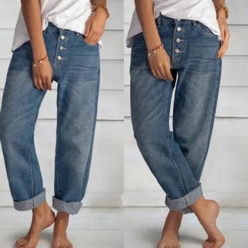 2021 new womens loose casual all-match jeans wide-leg pants retro blue straight-leg pants slim jeans